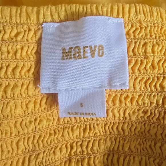 Anthropologie Maeve Yellow Pintuck Button Front Smocked Back Maxi Dress , EUC, S - Picture 13 of 16